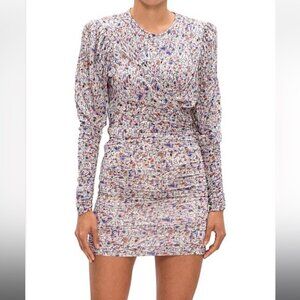 Isabel Marant NWT Ghita Printed Multi drape jersey mini dress puff  shoulders 40